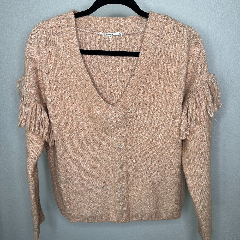 Tularosa Fringe Knit Sweater 'Nude Pink' | Size XS